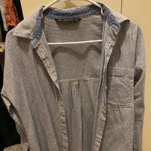 Zara blue/white striped button down shirt